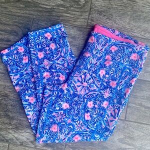 Lilly Pulitzer Luxletic Weekender Midi Legging Blue Peri Takin It Easy Sz XL